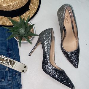 Badgley Mischka sparkly bling silver heels size 7.5